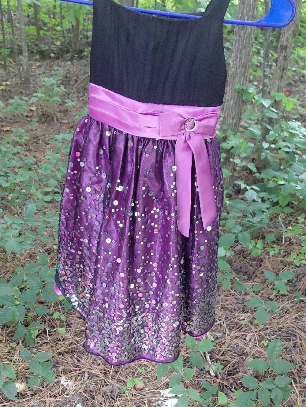 Love Black and Purple Sequin Formal Dress for Girls